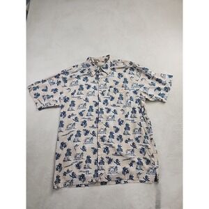 Salt Life Men's Short Sleeve Tan Tropical Print Shirt Size Large
